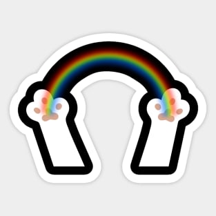 Rainbow in White Animal Paws Sticker